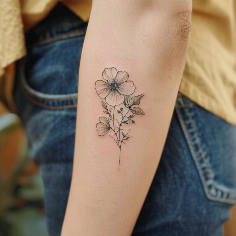 Tiny Flower tattoo on arm